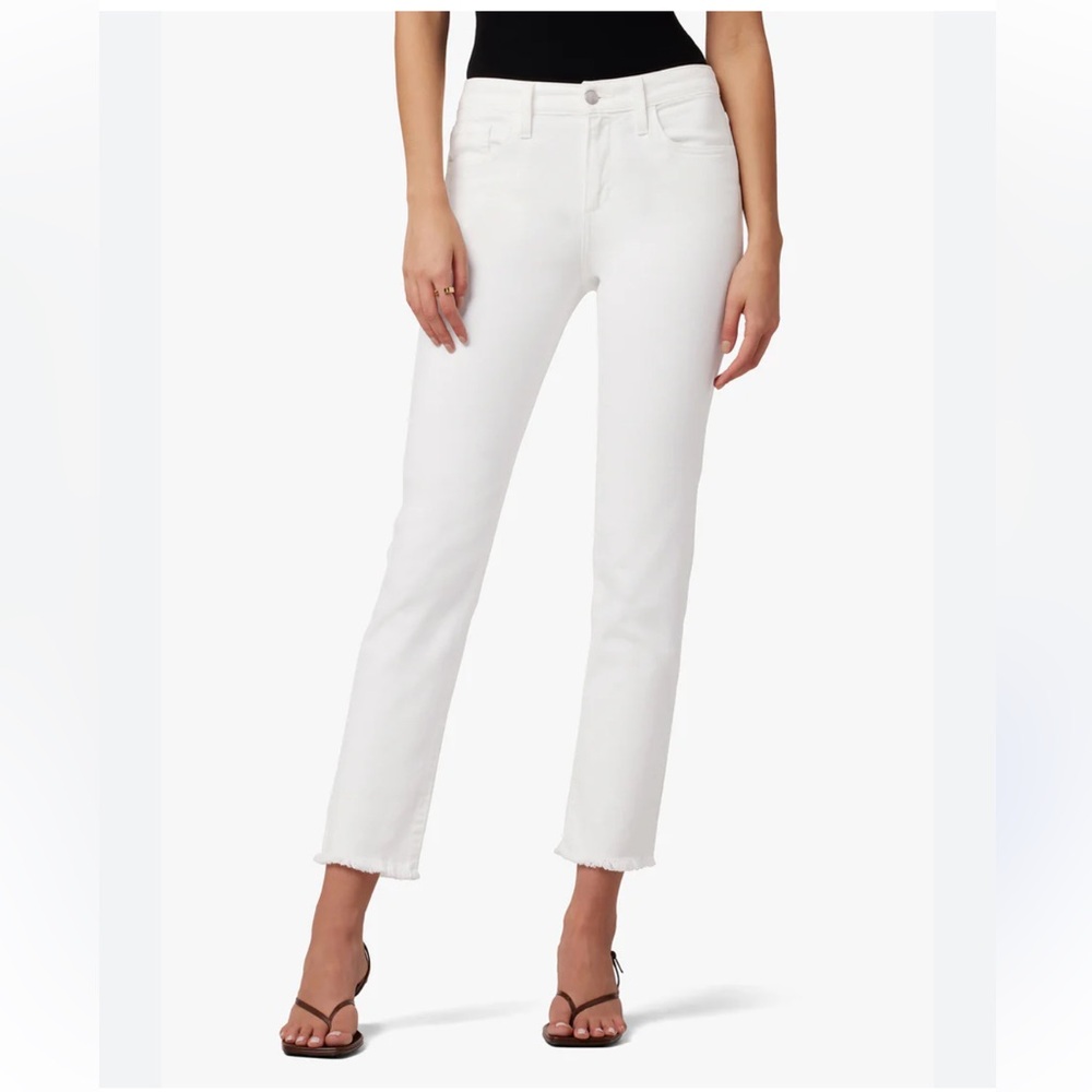 JOES THE LARA MID RISE CIGARETTE ANKLE Jean STRETCH WHITE size 4 raw hem cotton - Picture 1 of 16